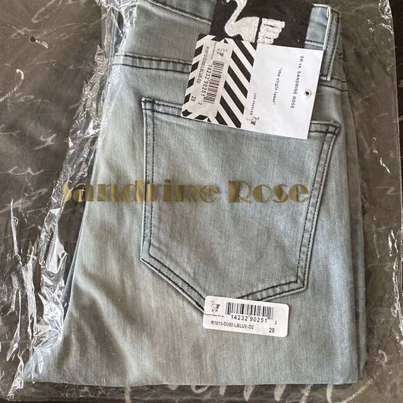 New Sandrine Rose Women's Blue Cotton Blend Distressed Denim Jeans Size 29 - Picture 5 of 10